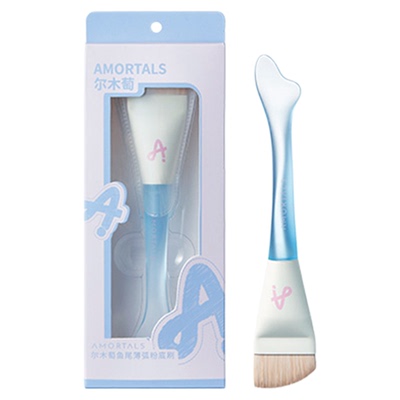 尔木萄化妆刷一字型粉底刷平头刀锋无痕粉底液刷子鱼尾薄弧刷