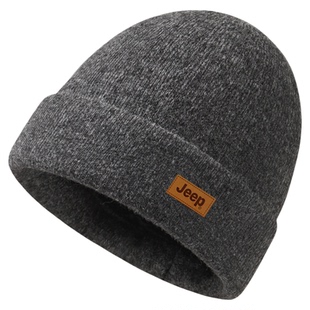 jeep吉普帽子男士2026冬季骑行护耳保暖针织帽加绒加厚防寒毛线帽