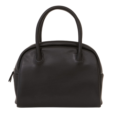 手提复古简约真皮保龄球包