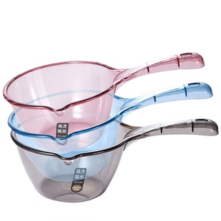 摔不破水勺水瓢家用加深高透长柄塑料大号创意厨房透明舀水瓢加厚