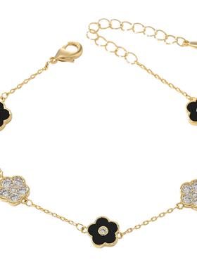 微镶锆石个性手饰品女小众设计感五瓣花手链精致简约手环