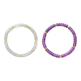 老庙黄金足金直切药片珠手串紫水晶贵人运白水晶稳定情绪冰透澄澈