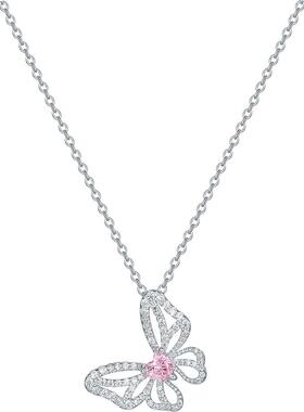 周六福项链女蝴蝶结链坠S925银高级感轻奢小众送女友节日礼物