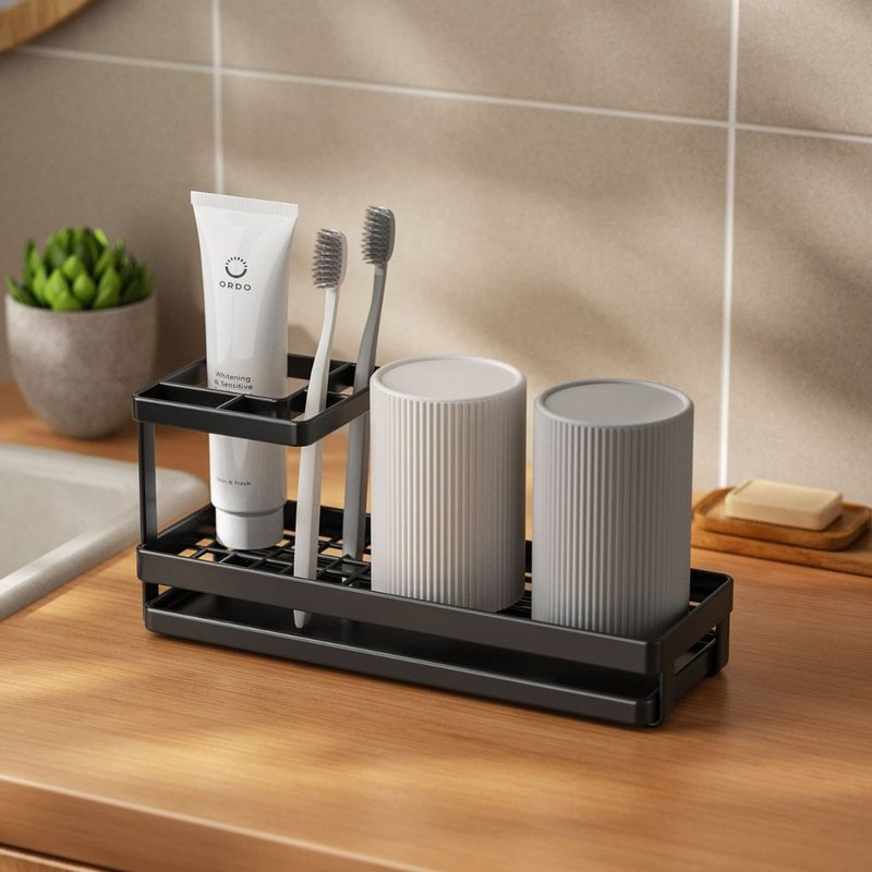 简约牙杯牙刷置物架卫生间套装洗漱杯架子刷牙漱口收纳台电动牙刷