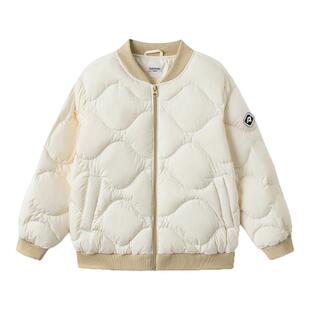 巴拉巴拉男童轻薄羽绒服大童保暖上衣儿童棒球服外套2025冬装童装