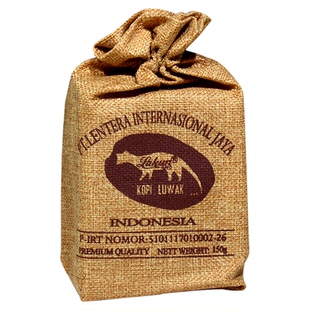印尼原装进口猫屎咖啡豆kopi luwak手冲麝香猫咖啡粉150g麻布袋装
