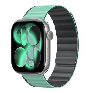 适用苹果手表ultra3表带磁吸硅胶iwatch专用透气applewatch智能高级新品撞色s11/10/9/8运动se非原装男款夏季