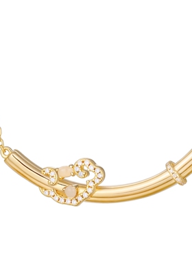 原创新中式如意白和田玉项链银镀金轻奢小众高级感微笑锁骨链礼物