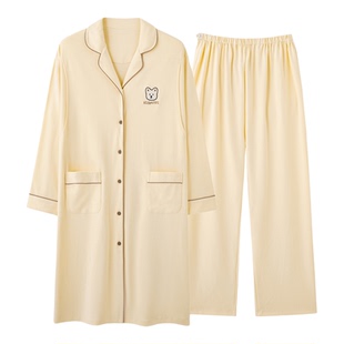 孕妇睡裙月子服春秋冬季长款喂奶长袖产后睡衣家居服2025新款哺乳