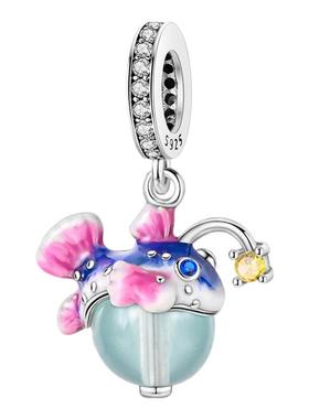 潘家时尚新款diy散珠饰品配件铜镀s925银可爱小章鱼贝壳串珠