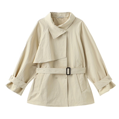 CUBIC英伦立领系带短款风衣