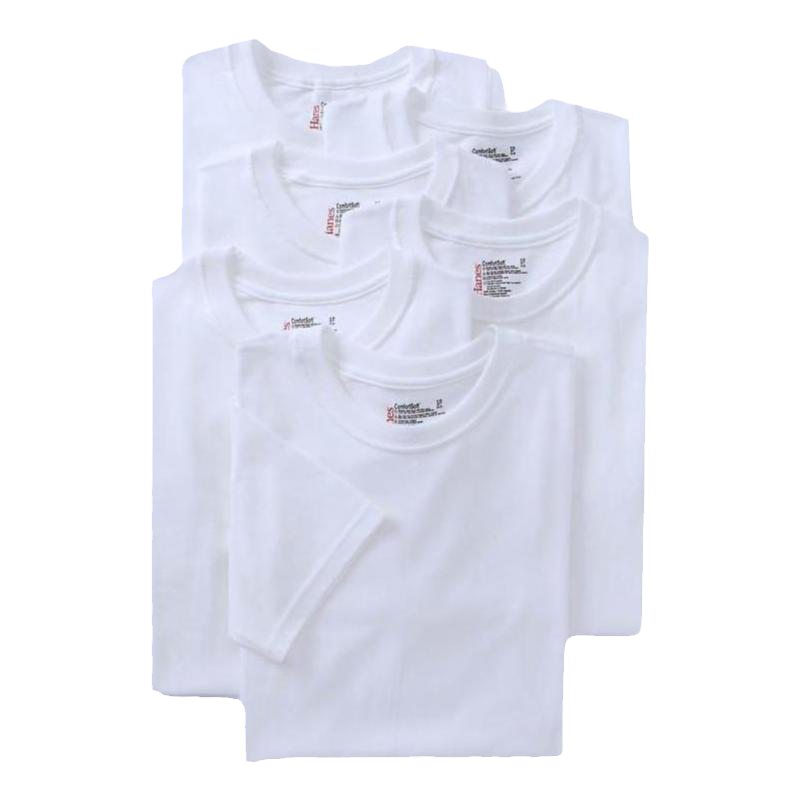 HANES/恒适男T恤短袖纯棉圆领6件装纯色透气基础款夏直邮H300649