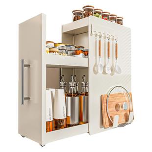 厨房转角调料品置物架台面窄边墙角收纳架橱柜侧面抽拉极窄储物柜