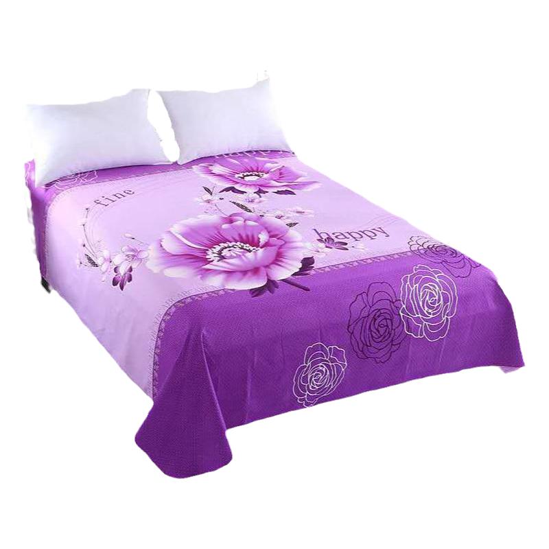 紫色磨毛定位床单单件1.8米床加厚大版花被单贴身裸睡灰国民穿单