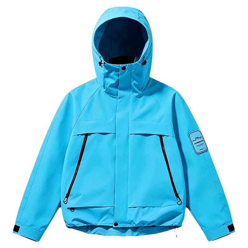 雪峰狼印女连帽防风机能冲锋衣