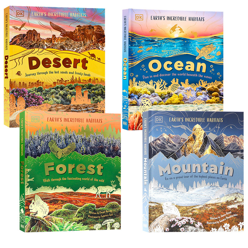 DK 不可思议的地球栖息地系列4册 英文原版科普绘本 Ocean Desert Forest 山脉海洋沙漠森林儿童自然科学知识百科全彩插图读物精装