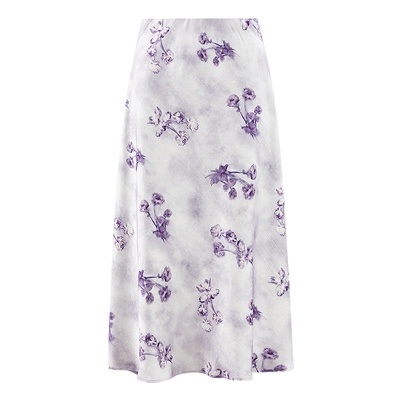 秋水伊人时尚气质水墨风半身裙2026年春季新款女优雅花卉印花裙子