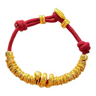 CHU楚妞沙金扭扭棒灵蛇盘缠手串春季新款女式中古风红绳手链