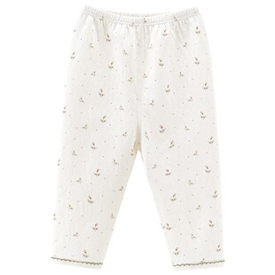 女宝宝纯棉休闲长裤春秋季无骨居家打底裤婴儿童可爱花边宽松裤子