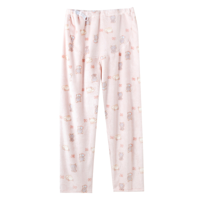 孕妇秋冬睡裤女法兰绒可调节