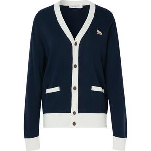 【折扣】Maison Kitsune 秋冬女士刺绣贴花羊毛针织开襟衫