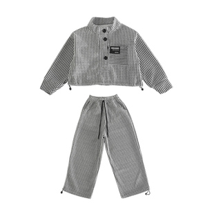 女童时尚上衣长裤春秋装套装2026新款儿童春款竖纹韩版女孩两件套