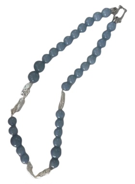 韩式蓝色秘鲁石天然珍珠项链时尚气质手链温柔高级感颈链小众配饰