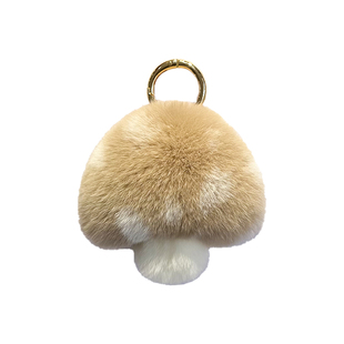 可爱真獭兔毛小蘑菇汽车钥匙扣挂件ins网红毛绒球书包包挂饰礼物