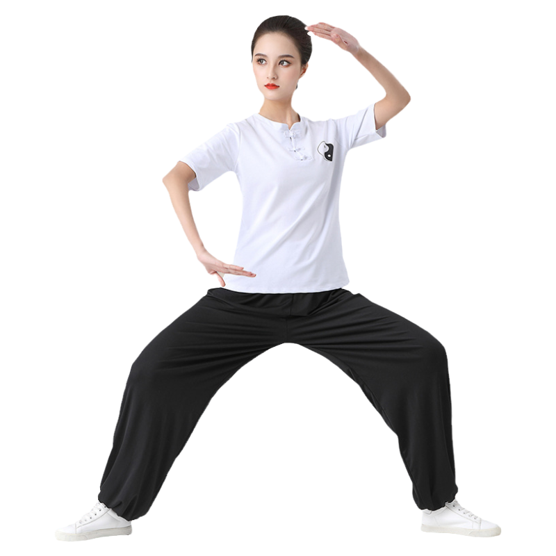 练功服太极服女新款飘逸太极拳练功服装夏季薄款短袖男中国风棉麻