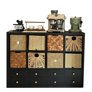 实木餐边柜家用中古风靠墙一体储物柜橱柜30cm窄边柜高柜客厅收纳