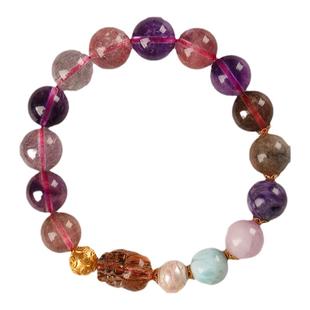 灵机麦玲玲超七金玉贵缘黄金手链 999足金转运珠超七吸金貔貅手串