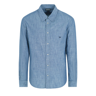 Armani/阿玛尼EA 男士时尚鹰标牛仔长袖衬衫 EM001527 AF15346