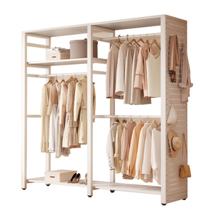 洞洞板衣柜出租房用简易2025爆款小户型金属大衣帽架落地卧室家用