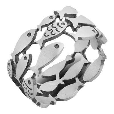 萌小鱼手工戒指S925纯银复古