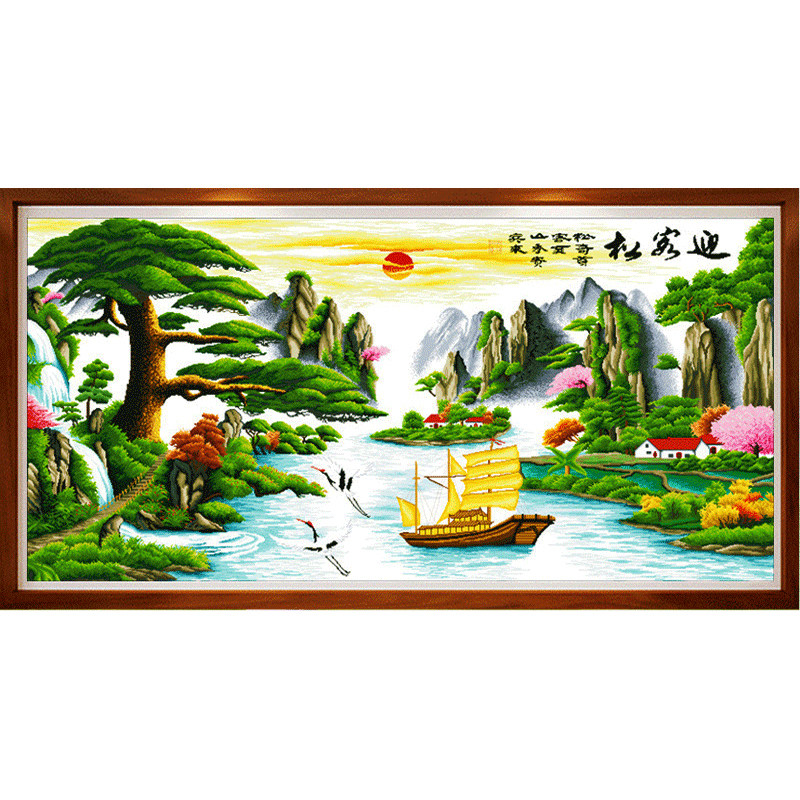 客厅十字绣成品天工之作成品
