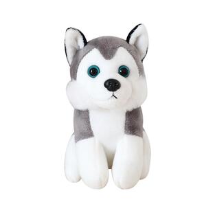 海利伟迷你哈士奇公仔毛绒玩具小狗娃娃女孩包包白泰迪小挂饰玩偶