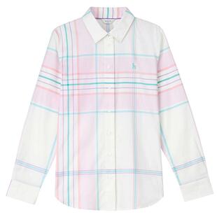 Hazzys哈吉斯格纹长袖衬衫英伦风简约潮流通勤女春夏时尚上衣潮