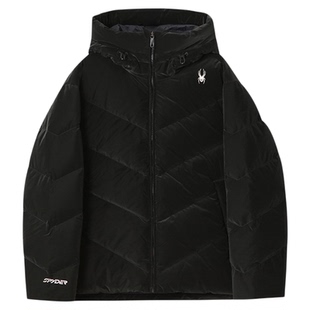 SPYDER蜘蛛秋冬女子绒感光泽面料防风短款连帽厚羽绒服25MR216W