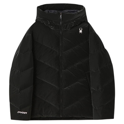 蜘蛛秋冬女防风短款连帽厚羽绒服