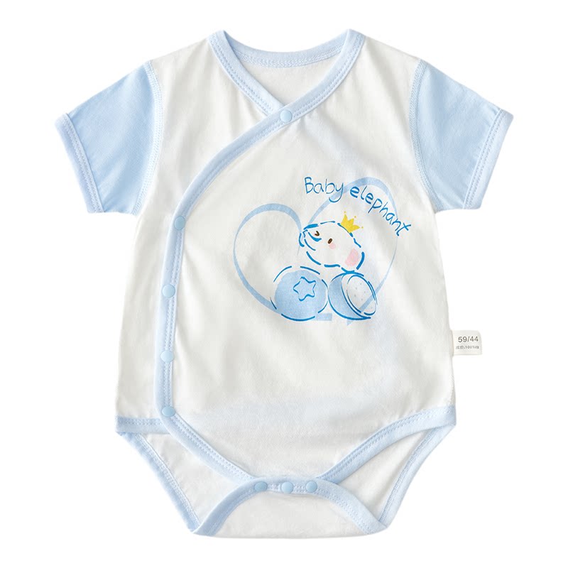 2件 初生婴儿衣服夏0-1岁初生宝宝连体衣短袖包屁衣纯棉三角哈衣