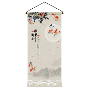 新中式装饰挂毯定制布画大尺寸简约挂画布艺客厅背景墙挂布玄关