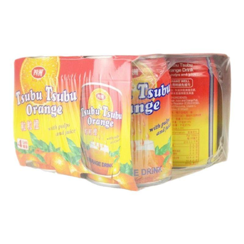 香港进口果汁 罐装四洲粒粒橙汁新鲜果肉果粒橙250ml*24罐/箱包邮