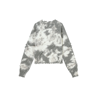 Jamor加墨时尚灰色花纹针织衫上衣印染渐变色2025秋冬新款毛衣