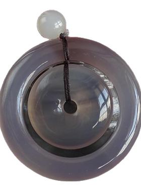 天然紫玉髓平安扣白玛瑙吊坠项链