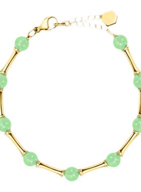 黑鱼岛竹节绿玉髓手链