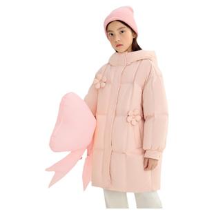巴拉巴拉女童长款羽绒服中大童连帽外套儿童加厚上衣新款冬装童装