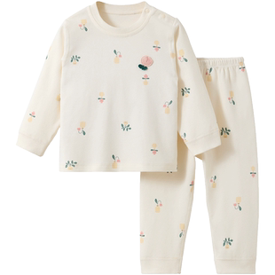 拉夏贝尔婴儿内衣套装春秋儿童纯棉打底男女分体衣服宝宝秋衣内衣