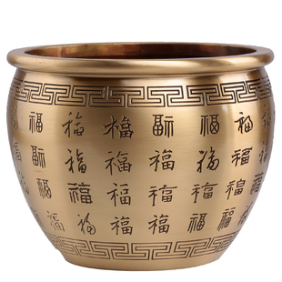 百福铜缸摆件烟缸水缸办公室笔筒桌面烟灰缸聚宝盆香炉中式装饰品