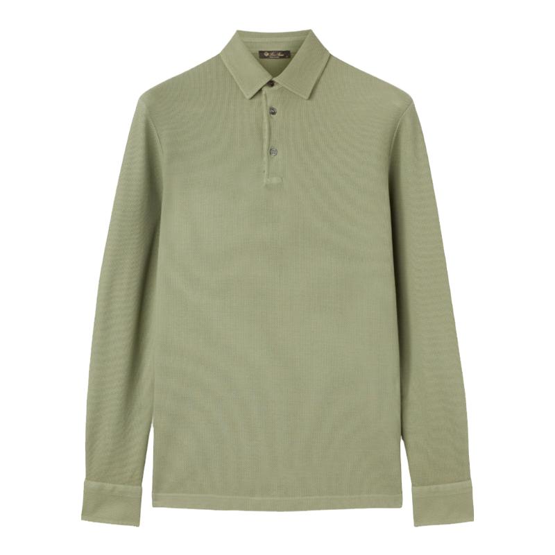 LoroPiana/诺悠翩雅男士T恤蜂窝棉质长袖Polo衫百搭动感新款