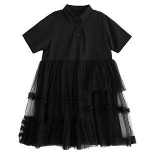 NNGZ设计师女童polo领连衣裙夏季儿童洋气网纱裙礼服裙童装公主裙